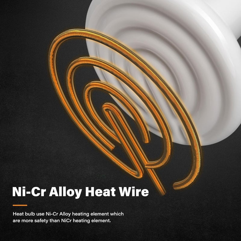 YSSOA Reptile Heat Lamp 100W Ceramic Heat Emitter, No Light Emitting Heat Bulbs for Amphibian Pet Brooder Coop Incubating Chicken, Lizard Bearded Dragon Turtle Snake Terrarium - Image 5